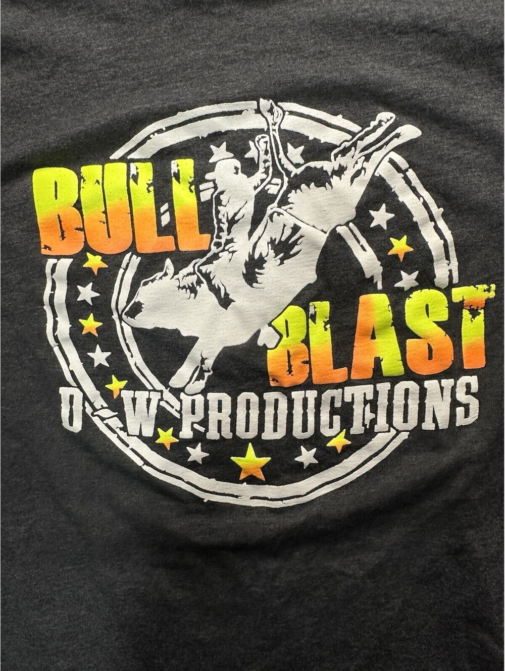 Bull Blast Productions Rodeo Bull Riding T Shirt Mens XL Gray Western Tee